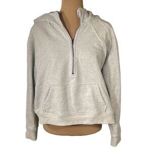 Pink Lily Cropped 1/4 Zip Hoodie Sweatshirt Gray Size XL Extra Large Cotton